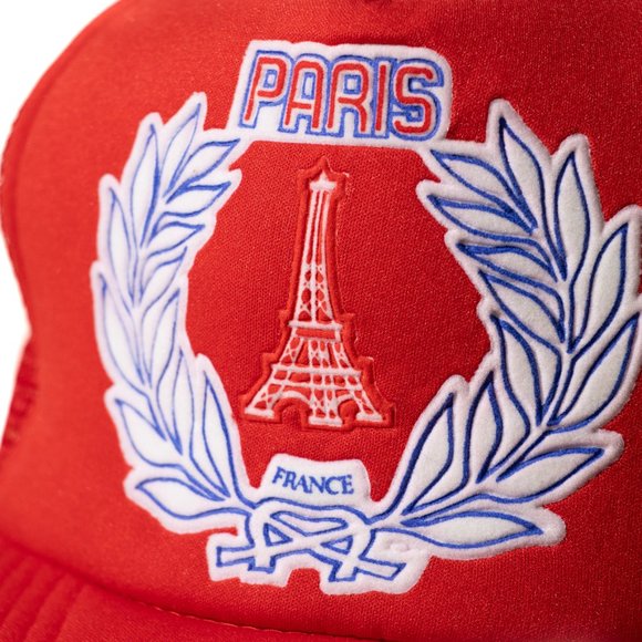 Vintage Paris France Trucker Snapback Cap Hat Eiffel Tower Tourist 80s Mesh - Picture 3 of 13